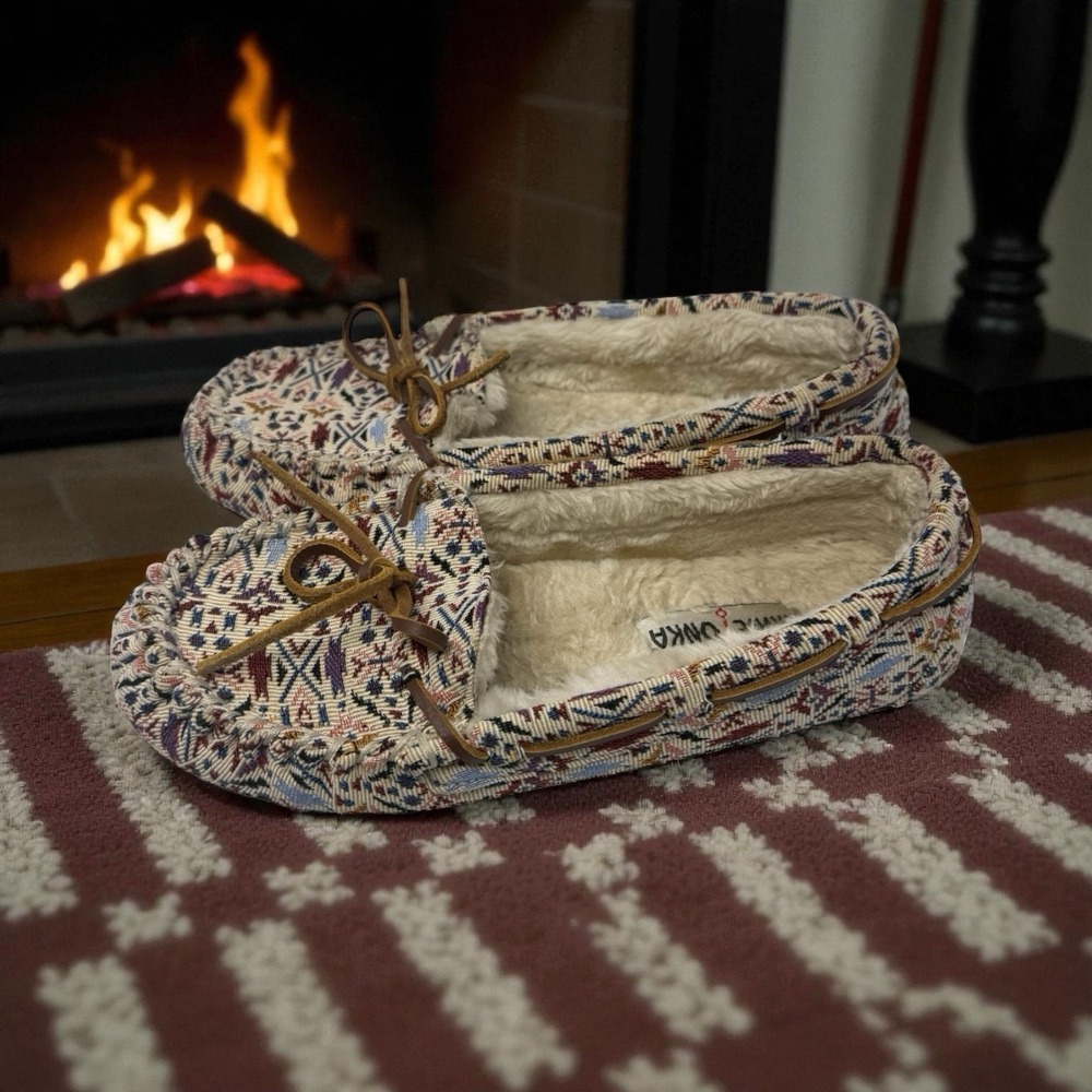 Y2K Vibe‎ 🔥Minnetonka 🤑Britt Trapper Multicolor Aztec Tribal Fur Slippers 9